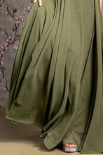 Olive Embroidery Jewel Detail Top A Line Mob Dress