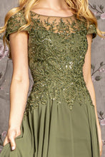 Olive Embroidery Jewel Detail Top A Line Mob Dress