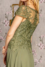 Olive Embroidery Jewel Detail Top A Line Mob Dress