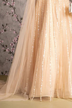 Champagne Rain Sequin Deep V Neck Cape Sleeve A Line Mob DRE