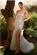 Silver Strapless Silver Mermaid Gown
