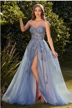 Paris Blue Strapless Blue Ball Gown