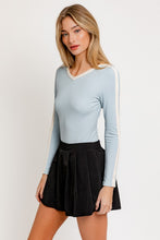 Baby Blue V-Neck Long Sleeve Bodysuit