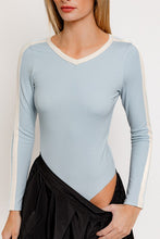 Baby Blue V-Neck Long Sleeve Bodysuit