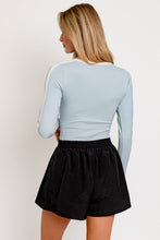 Baby Blue V-Neck Long Sleeve Bodysuit