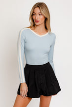 Baby Blue V-Neck Long Sleeve Bodysuit