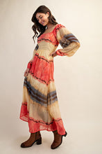 Fuchsia Tie Dye Square Neck Midi Dress