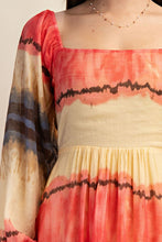 Fuchsia Tie Dye Square Neck Midi Dress