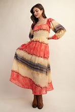 Fuchsia Tie Dye Square Neck Midi Dress