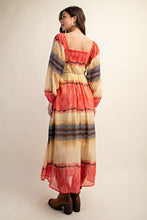 Fuchsia Tie Dye Square Neck Midi Dress