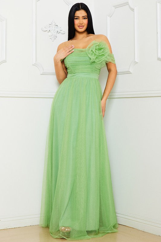 sage green tube dress Silver Moon Off-Shoulder Maxi Dress Sage main image 0