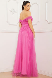 Pink Glitter Mesh Tube Top Maxi Dress
