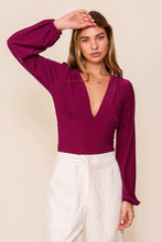 Purple Night Out V-Neck Top With Ruched Detail