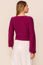 Purple Night Out V-Neck Top With Ruched Detail
