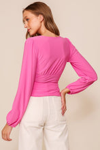 Pink Night Out V-Neck Top With Ruched Detail