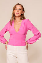 Pink Night Out V-Neck Top With Ruched Detail