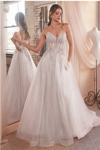 Off White Strapless Bridal Ball Gown