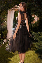 Black Tea Length Black Tulle A-Line Dress