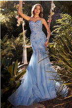 Paris Blue Fit & Flare Embellsihed Gown