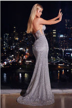 Silver Strapless Silver Embellished Gown