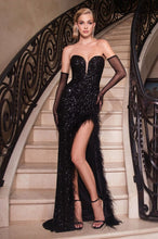 Black Strapless Sequin Dress