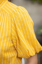 Mustard Front Neck Tie Texture and Striped Top