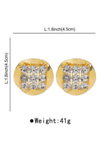 Gold Retro Metal Round w/Zirconia Drop Earrings