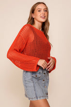 Orange Crew Neck Crochet Top