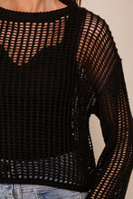 Black Crew Neck Crochet Top