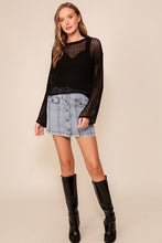 Black Crew Neck Crochet Top