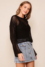 Black Crew Neck Crochet Top