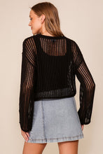 Black Crew Neck Crochet Top