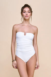White Pre-order Women's Ruched Sides One-Piece