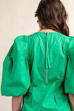 Green Puff Sleeve Midi Dress