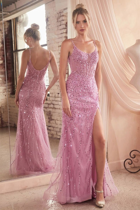 Blossom Pink Blossom Pink Sequin Fitted Gown