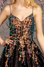 Black Glitter Illusion Sweetheart Sheer Bodice Mesh A-Line Long Dress