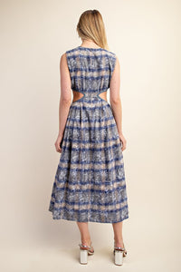 Navy Sleeveless Cut Out Midi Dress