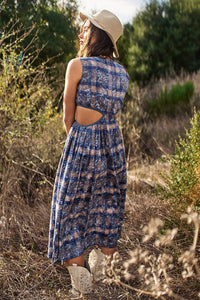Navy Sleeveless Cut Out Midi Dress