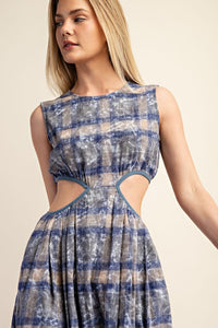 Navy Sleeveless Cut Out Midi Dress