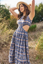 Navy Sleeveless Cut Out Midi Dress