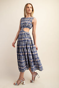 Navy Sleeveless Cut Out Midi Dress