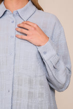 Blue Gingham Pattern Button Down Shirt