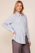 Blue Gingham Pattern Button Down Shirt