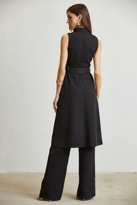 Black Highneck Long-Bodice Top & Pant Set