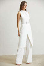 White Highneck Long-Bodice Top & Pant Set