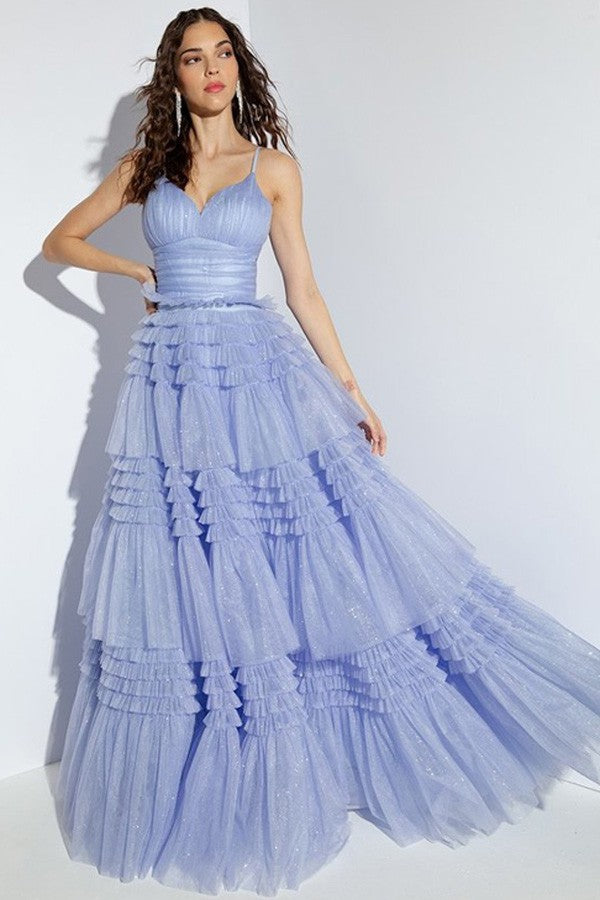 periwinkle a line dress Ellie Wilde EW34053 Prom Dress - Periwinkle main image 0