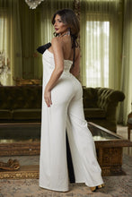 Black N White Combo Fashion Jumpsuit With Bow/White/Black