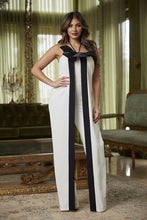 Black N White Combo Fashion Jumpsuit With Bow/White/Black