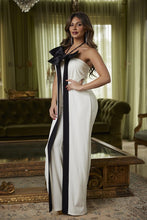 Black N White Combo Fashion Jumpsuit With Bow/White/Black