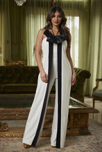 Black N White Combo Fashion Jumpsuit With Bow/White/Black